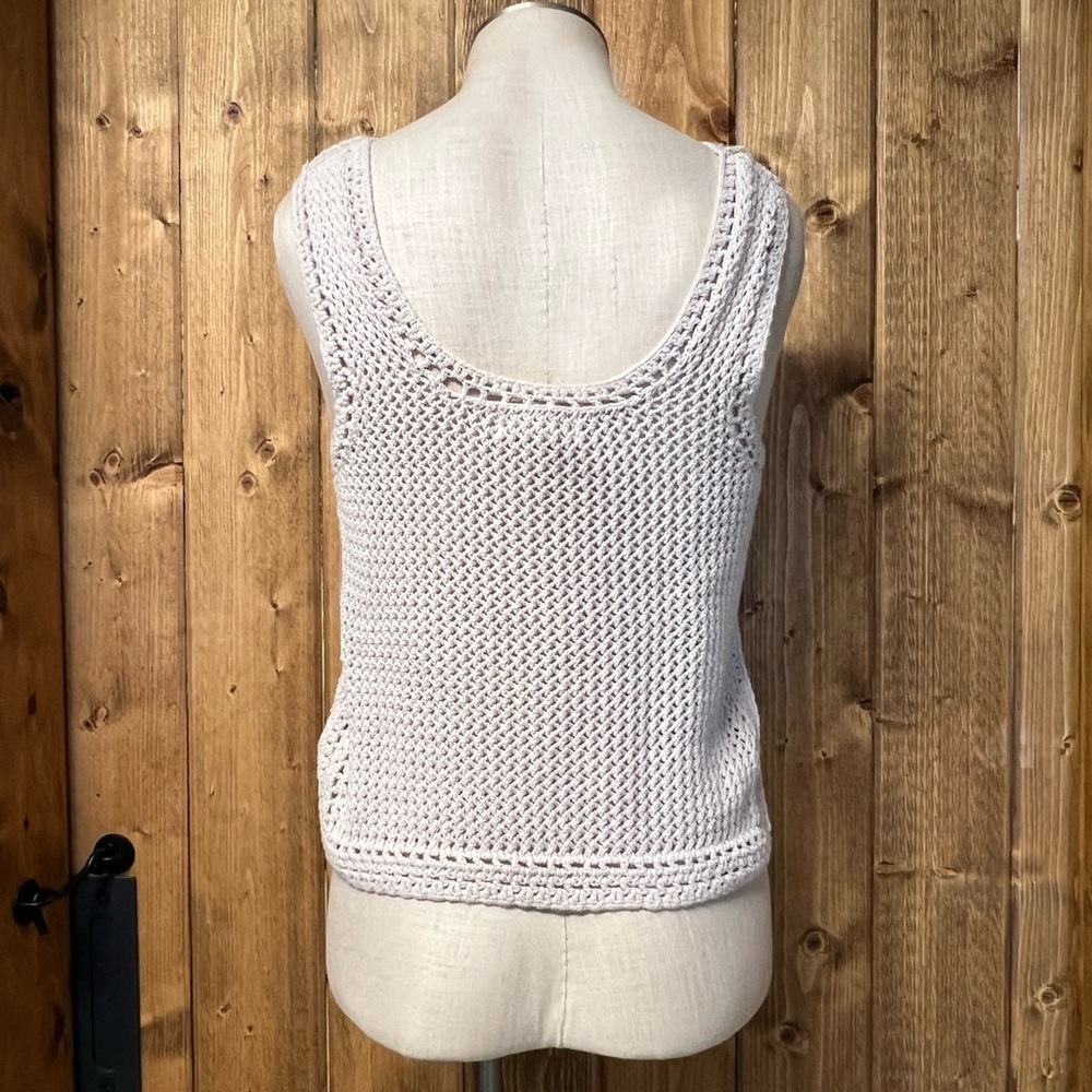 Jessica Simpson Large Beige Cream Crochet Tank Top Boho Summer Clean Girl Y2K - Picture 4 of 7